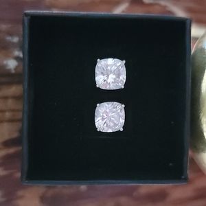 4ct CUSHION CUT STUDS STERLING SILVER CZ EARRINGS